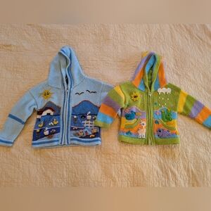 Toddler Spring Cottagecore Embroidered Knit Zip Up Peruvian Sweaters Bundle